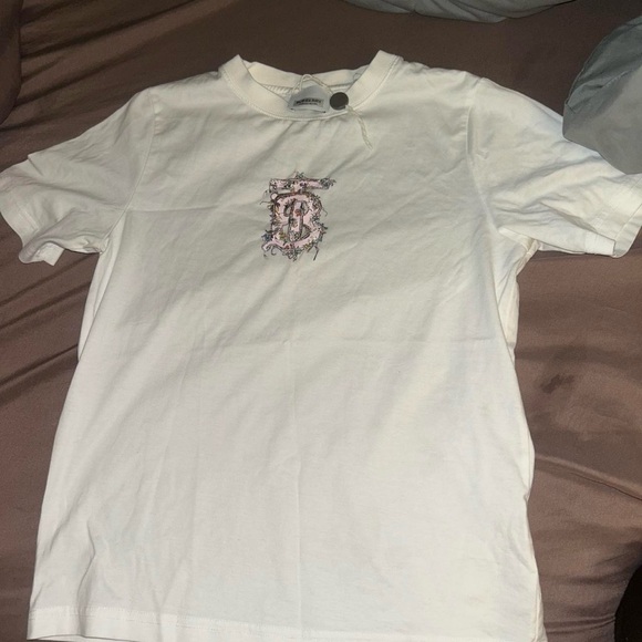 Burberry White Kids T-Shirt with Pink Logo